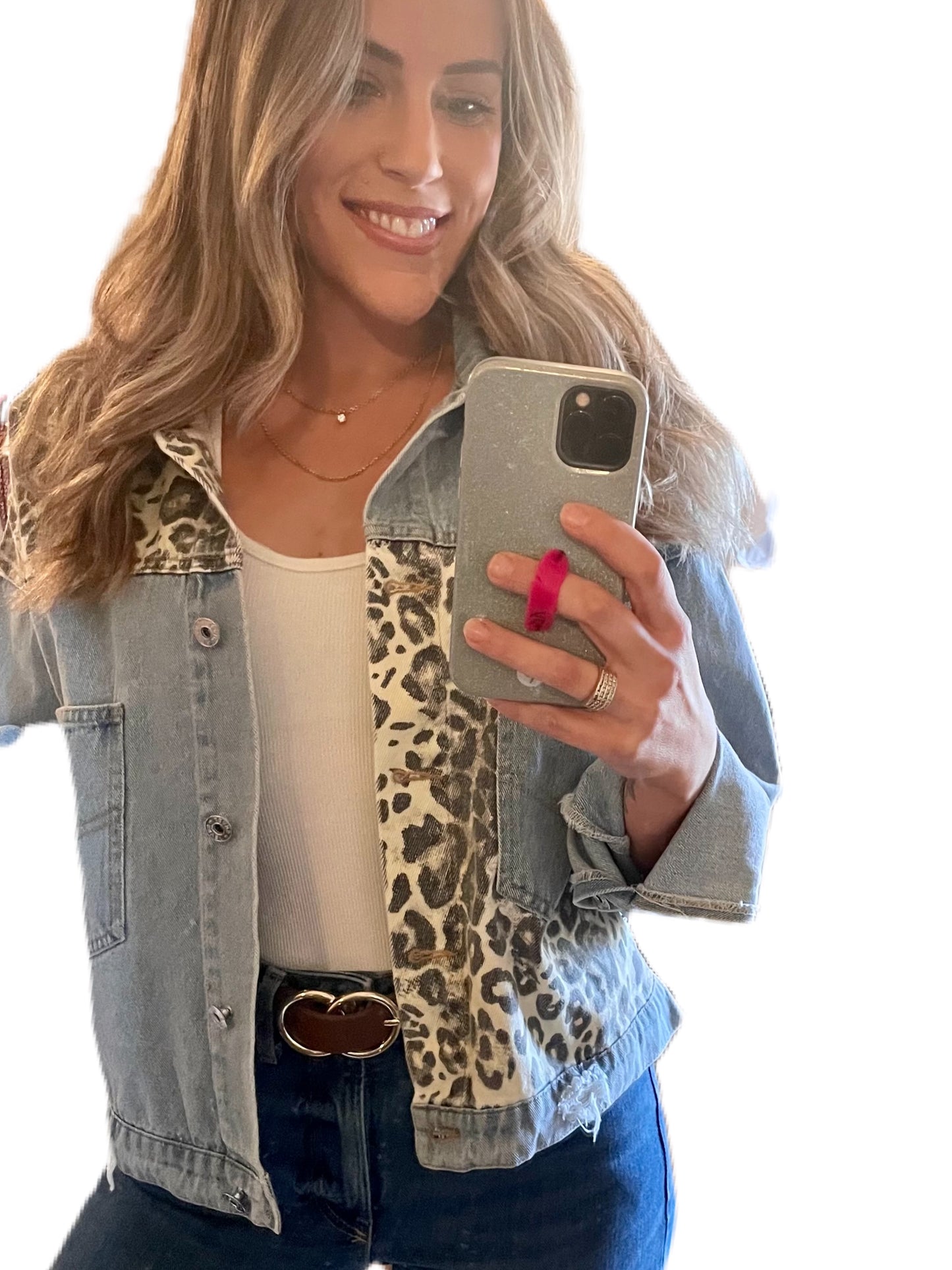 Denim leopard Jacket